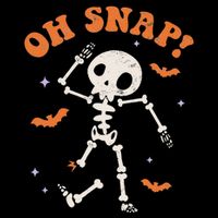 Oh Snap Skeleton Ghost Retro Halloween Spooky Season Funny 7-Panel Snapback Hat