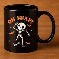 Oh Snap Skeleton Ghost Retro Halloween Spooky Season Funny 11oz C Handle Ceramic Mug
