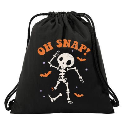 Oh Snap Skeleton Ghost Retro Halloween Spooky Season Funny Drawstring Bag
