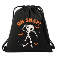 Oh Snap Skeleton Ghost Retro Halloween Spooky Season Funny Drawstring Bag