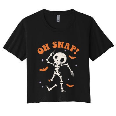 Oh Snap Skeleton Ghost Retro Halloween Spooky Season Funny Crop Top