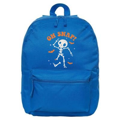 Oh Snap Skeleton Ghost Retro Halloween Spooky Season Funny 16 in Basic Backpack