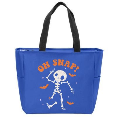 Oh Snap Skeleton Ghost Retro Halloween Spooky Season Funny Zip Tote Bag