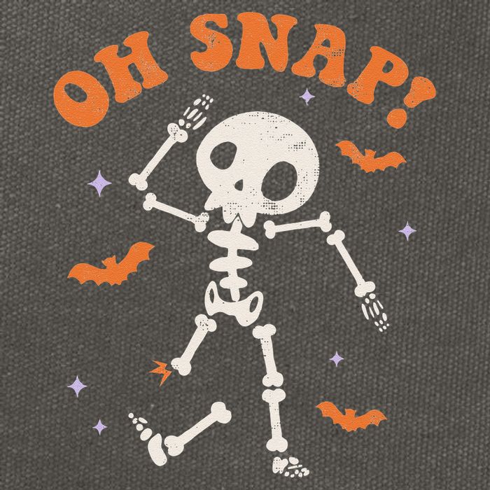 Oh Snap Skeleton Ghost Retro Halloween Spooky Season Funny Cotton Canvas Backpack