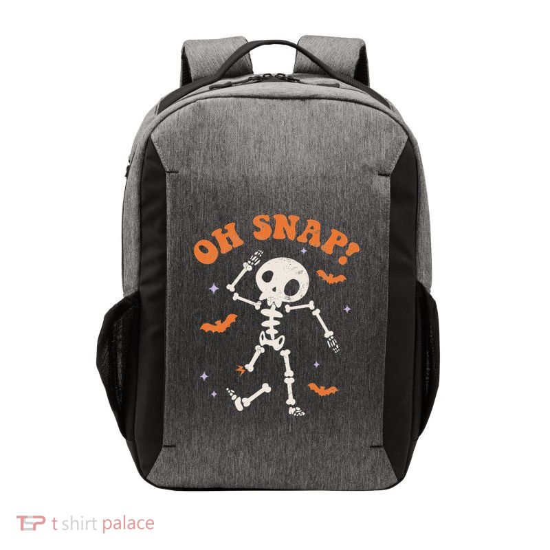 Oh Snap Skeleton Ghost Retro Halloween Spooky Season Funny Vector Backpack