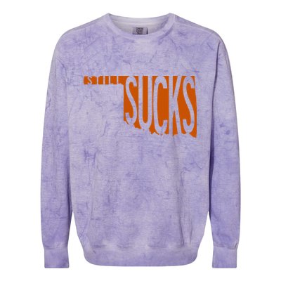 Oklahoma Still Sucks Austin Tx Fan Burnt Orange Rivalry Colorblast Crewneck Sweatshirt