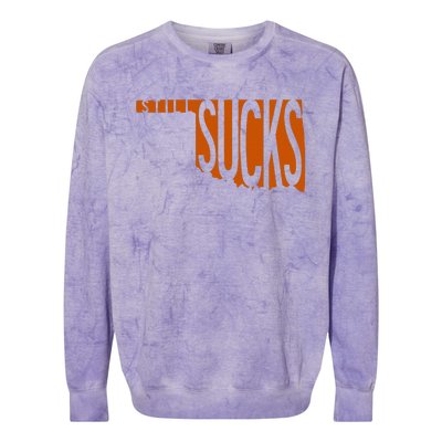 Oklahoma Still Sucks Austin Tx Fan Burnt Orange Rivalry Colorblast Crewneck Sweatshirt