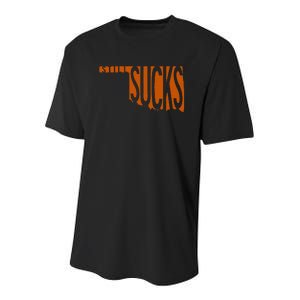 Oklahoma Still Sucks Austin Tx Fan Burnt Orange Rivalry Youth Performance Sprint T-Shirt