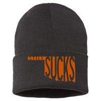 Oklahoma Still Sucks Austin Tx Fan Burnt Orange Rivalry Sustainable Knit Beanie