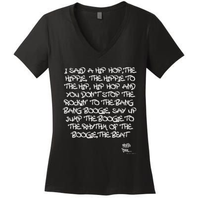 Old School Skool Rap Hip Hop Merch Lyric Quote 80s Graphic Women's V-Neck T-Shirt