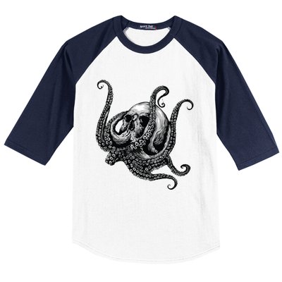 Octopus Sugar Skull Graphic Baseball Sleeve Shirt