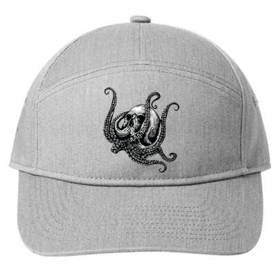 Octopus Sugar Skull Graphic 7-Panel Snapback Hat