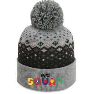 Office Squad Superhero Captain Iron The Baniff Cuffed Pom Beanie