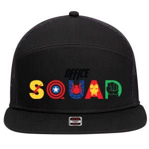 Office Squad Superhero Captain Iron 7 Panel Mesh Trucker Snapback Hat