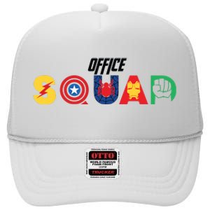 Office Squad Superhero Captain Iron High Crown Mesh Back Trucker Hat