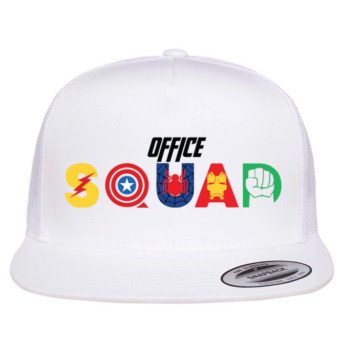 Office Squad Superhero Captain Iron Flat Bill Trucker Hat