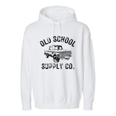 OLD SCHOOL SUPPLY CO. Vintage Retro Pickup Truck  Garment-Dyed Fleece Hoodie