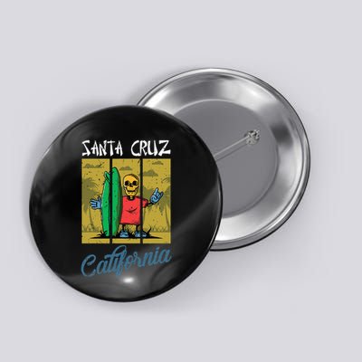 Old School Skater Santa Cruz California Skateboard Button