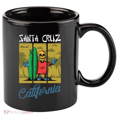 Old School Skater Santa Cruz California Skateboard 11oz C Handle Ceramic Mug