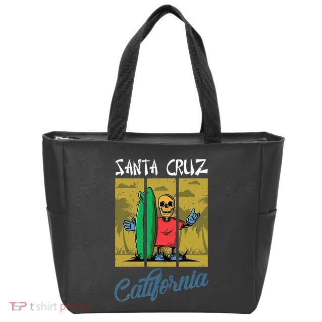 Old School Skater Santa Cruz California Skateboard Zip Tote Bag