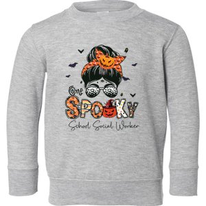 One Spooky School Social Worker Messy Bun Women Halloween Toddler Sweatshirt