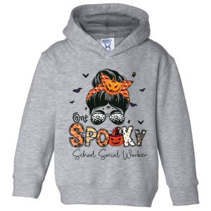 One Spooky School Social Worker Messy Bun Women Halloween Toddler Hoodie