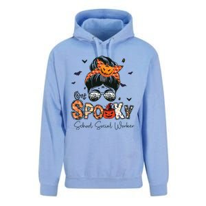 One Spooky School Social Worker Messy Bun Women Halloween Unisex Surf Hoodie