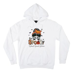 One Spooky School Social Worker Messy Bun Women Halloween Hoodie