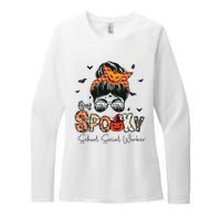 One Spooky School Social Worker Messy Bun Women Halloween Womens CVC Long Sleeve Shirt