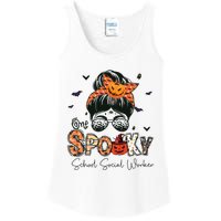 One Spooky School Social Worker Messy Bun Women Halloween Ladies Essential Tank