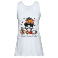 One Spooky School Social Worker Messy Bun Women Halloween Ladies Essential Flowy Tank