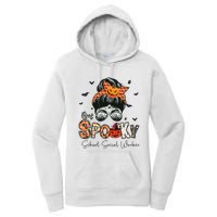 One Spooky School Social Worker Messy Bun Women Halloween Women's Pullover Hoodie