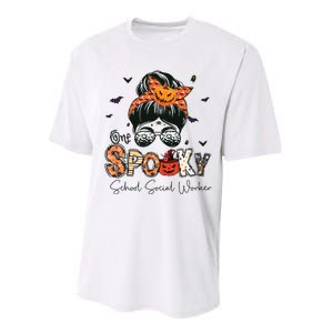 One Spooky School Social Worker Messy Bun Women Halloween Performance Sprint T-Shirt