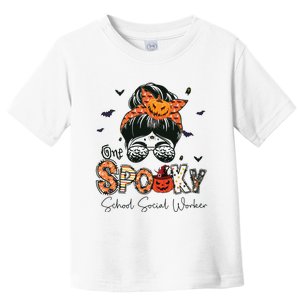 One Spooky School Social Worker Messy Bun Women Halloween Toddler T-Shirt