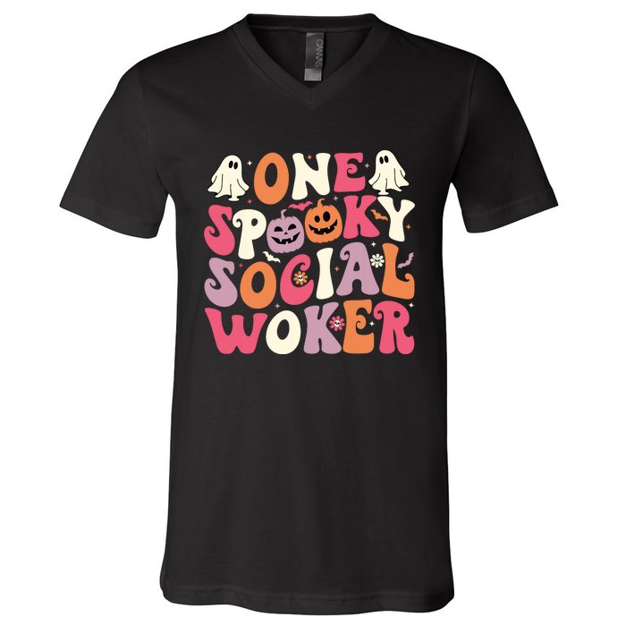 One Spooky Social Worker Halloween Social Worker V-Neck T-Shirt