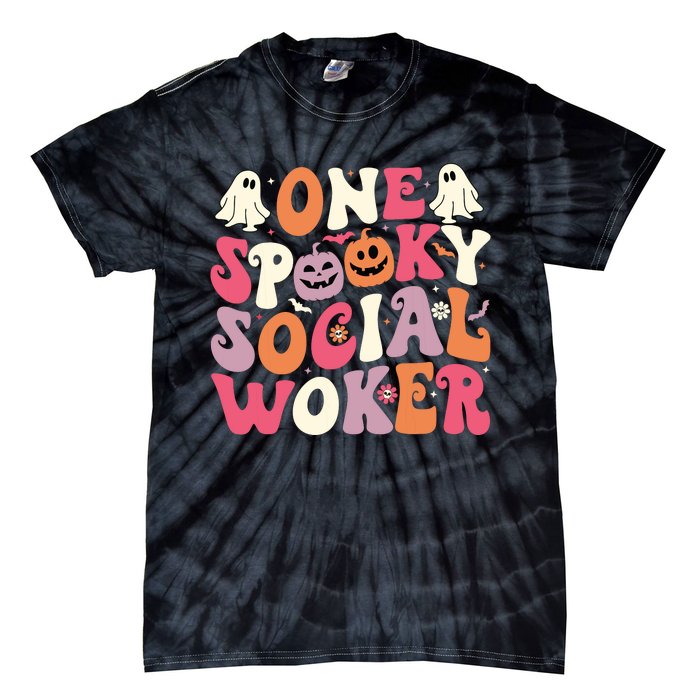 One Spooky Social Worker Halloween Social Worker Tie-Dye T-Shirt