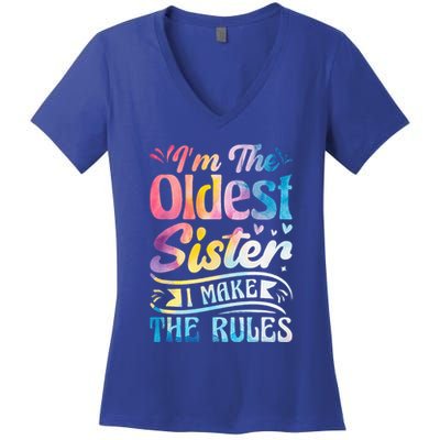 Oldest Sister Shirt I Make The Rules 3 Sisters Matching  Women's V-Neck T-Shirt
