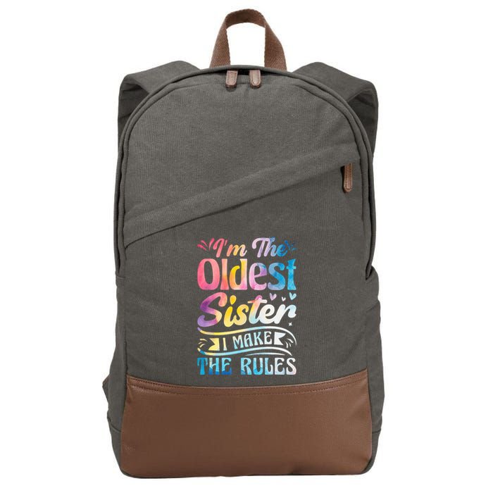 Oldest Sister Shirt I Make The Rules 3 Sisters Matching  Cotton Canvas Backpack