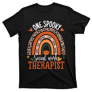 One Spooky Social Worker Therapist Rainbow Halloween T-Shirt