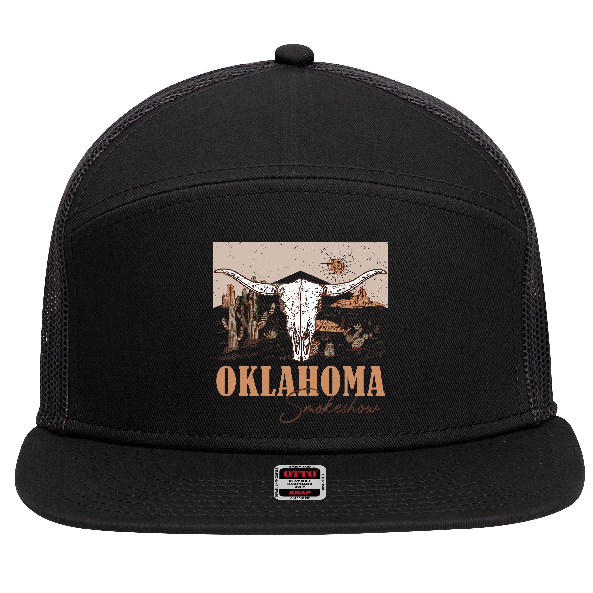 Oklahoma Smoke Show Oklahoma Smokeshow Western Country 7 Panel Mesh Trucker Snapback Hat