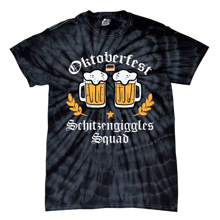 Oktoberfest Schitzengiggles Squad German Bavarian Tie-Dye T-Shirt