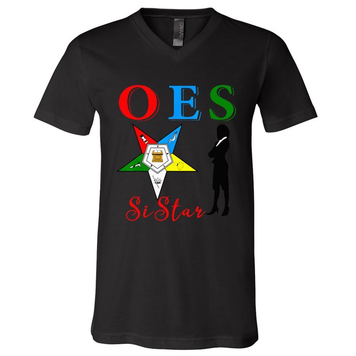 OES Sistar Sister Order of the Eastern Star Parents' Day V-Neck T-Shirt