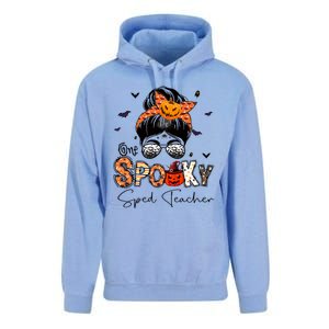 One Spooky Sped Teacher Messy Bun Women Pumpkin Halloween Unisex Surf Hoodie