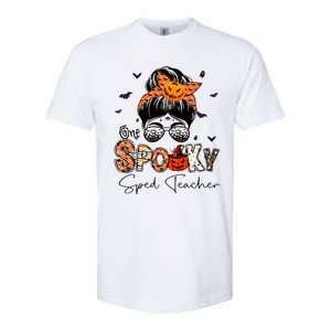 One Spooky Sped Teacher Messy Bun Women Pumpkin Halloween Softstyle CVC T-Shirt