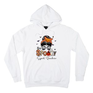 One Spooky Sped Teacher Messy Bun Women Pumpkin Halloween Hoodie