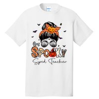 One Spooky Sped Teacher Messy Bun Women Pumpkin Halloween Tall T-Shirt