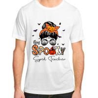 One Spooky Sped Teacher Messy Bun Women Pumpkin Halloween Adult ChromaSoft Performance T-Shirt