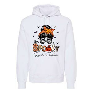 One Spooky Sped Teacher Messy Bun Women Pumpkin Halloween Premium Hoodie