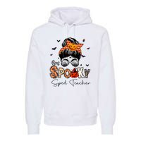 One Spooky Sped Teacher Messy Bun Women Pumpkin Halloween Premium Hoodie