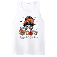 One Spooky Sped Teacher Messy Bun Women Pumpkin Halloween PosiCharge Competitor Tank